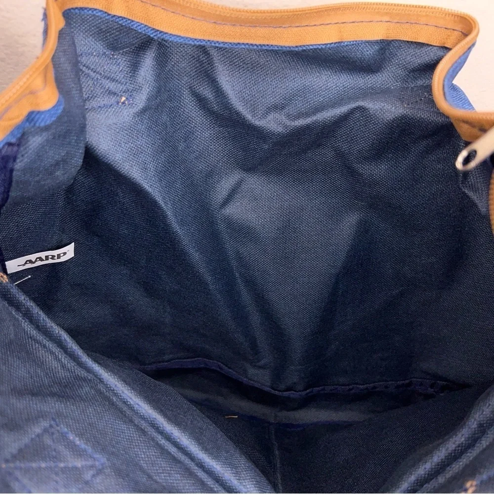 Navy Blue Tan Brown Travel Overnight Bag Lightweight Adjustable Strap